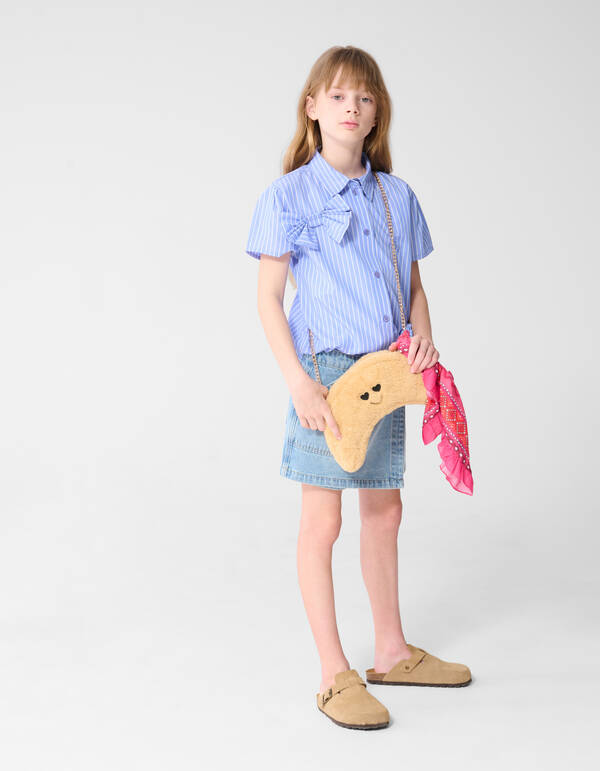 Strik Pinstripe Bluse Hellblau SHOEBY GIRLS