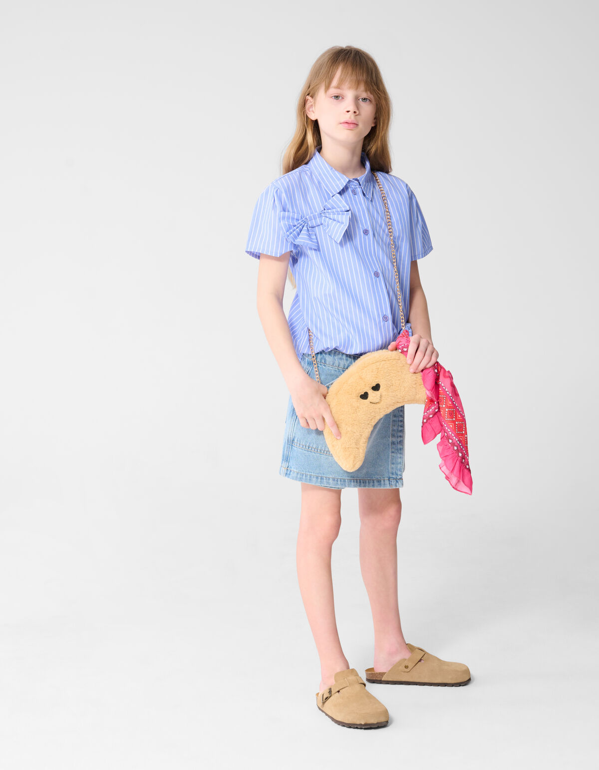 Strik Pinstripe Bluse Hellblau SHOEBY GIRLS