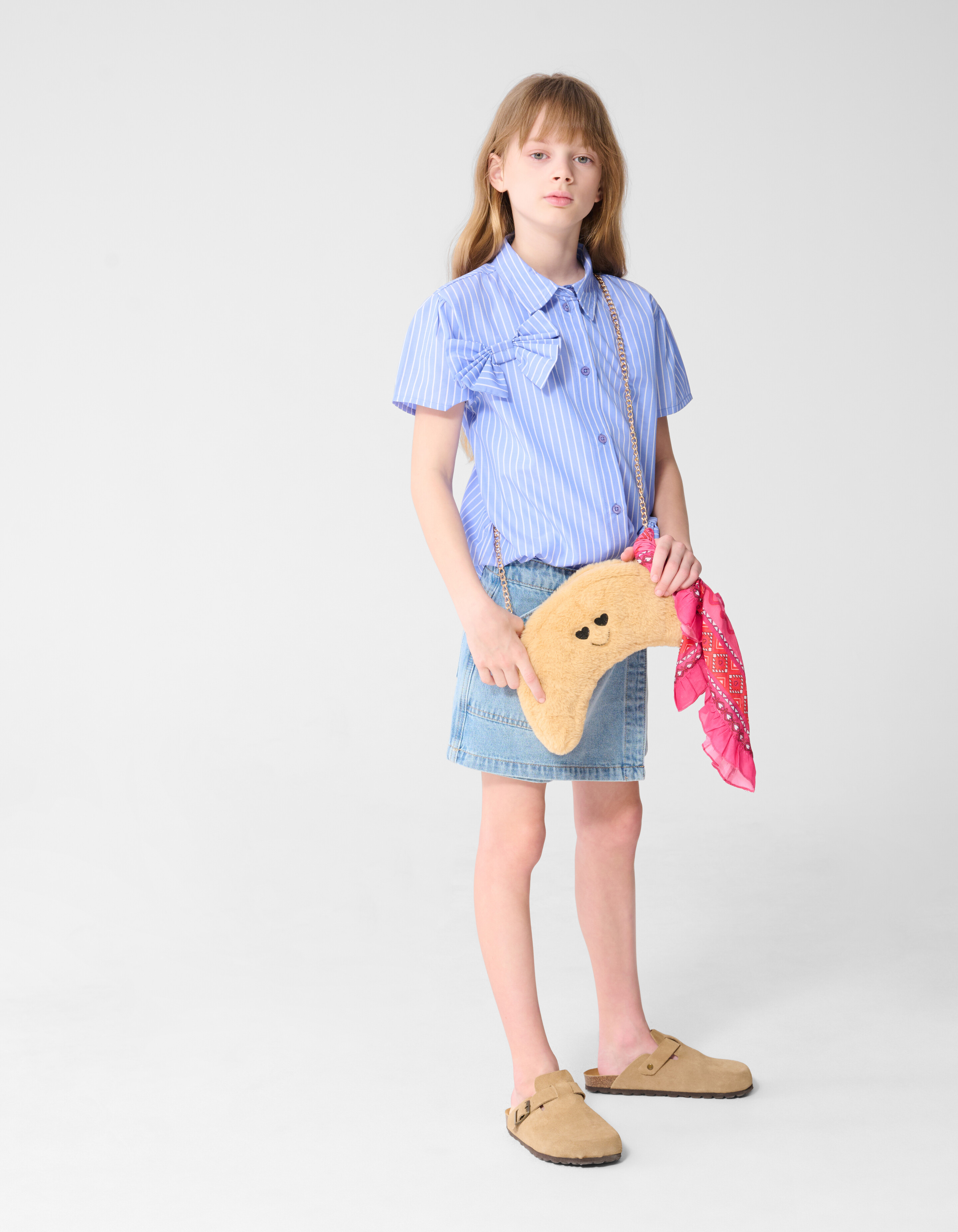 Strik Pinstripe Bluse Hellblau SHOEBY GIRLS