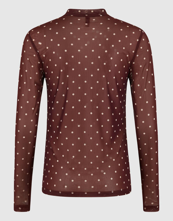 Dunkelbraunes Mesh-Dot-Top SHOEBY WOMEN