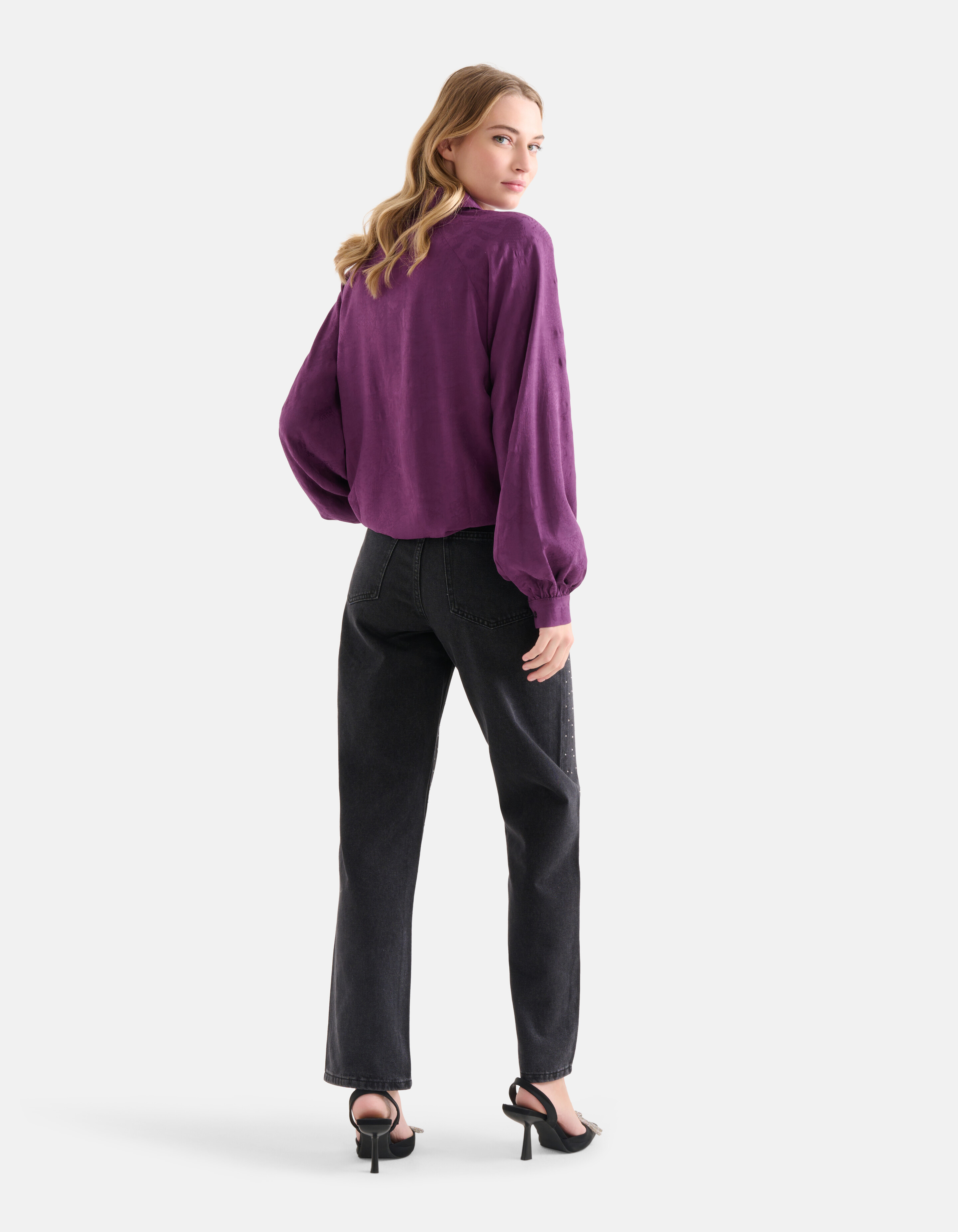Entspannte Jacquard-Bluse Lila SHOEBY WOMEN