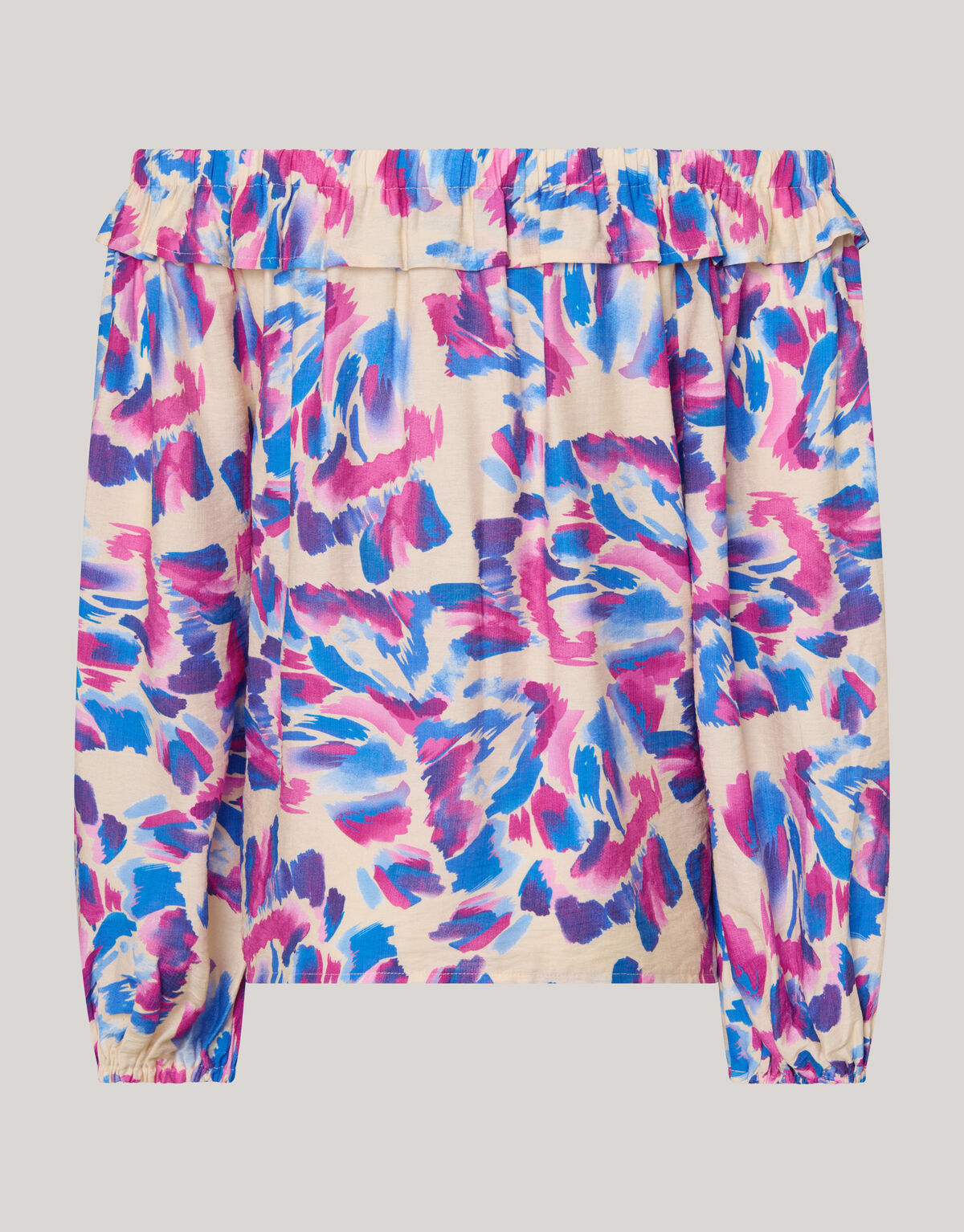 Bedrucktes schulterfreies Top Gebroken Wit SHOEBY WOMEN