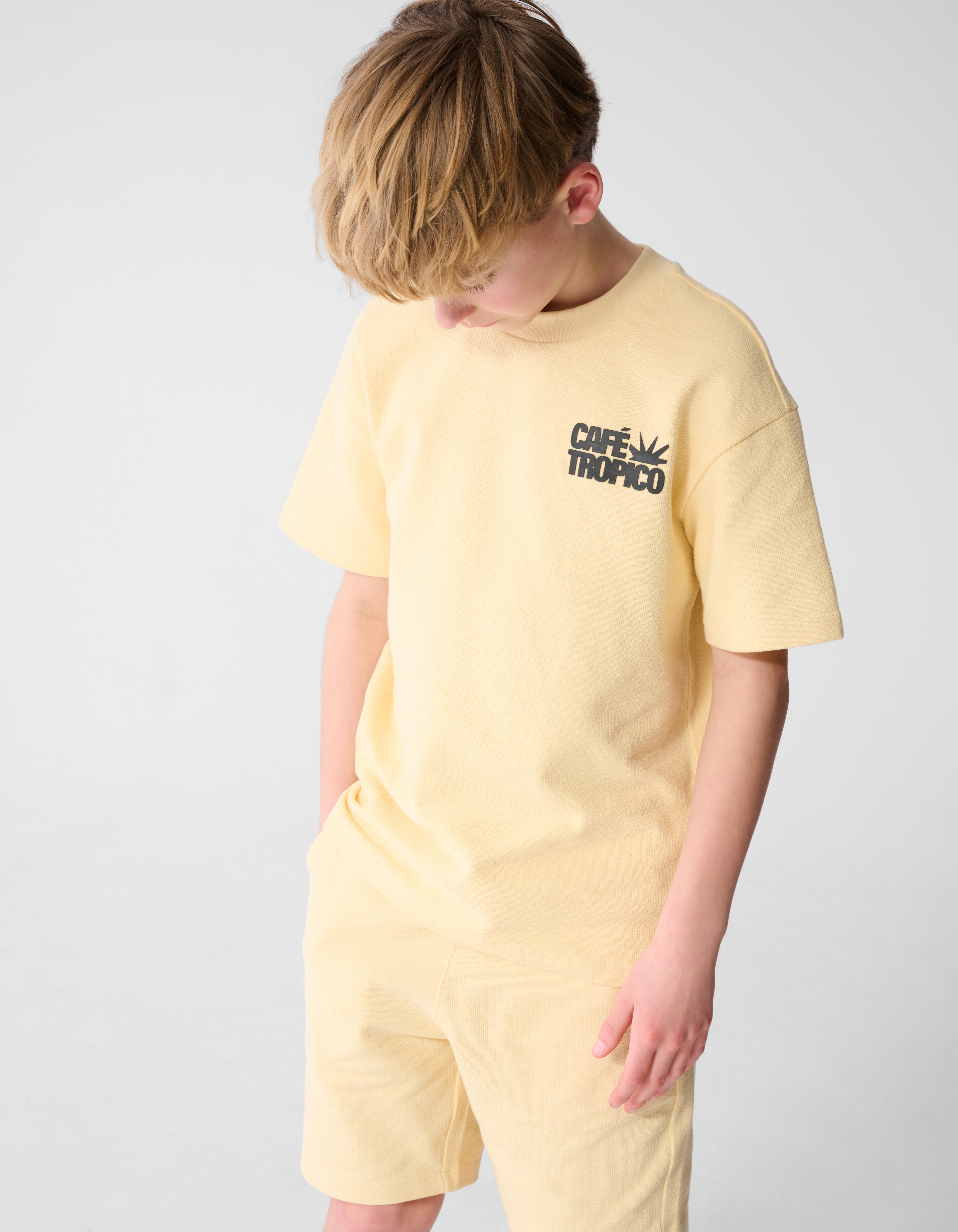 Frottee Textdruck T-Shirt Gelb SHOEBY BOYS