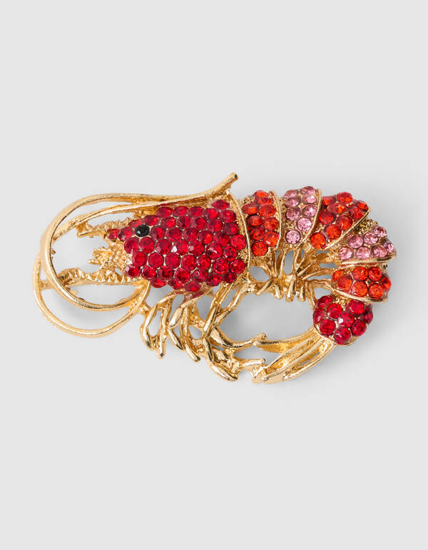 Straßgarnelen-Brosche Gold SHOEBY ACCESSOIRES