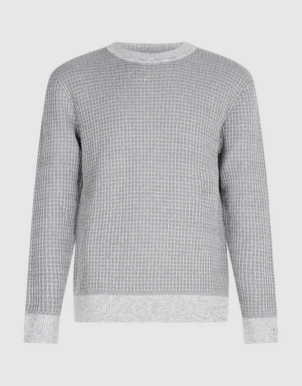 Waffel-Pullover mit Rundhalsausschnitt hellgrau SHOEBY MEN