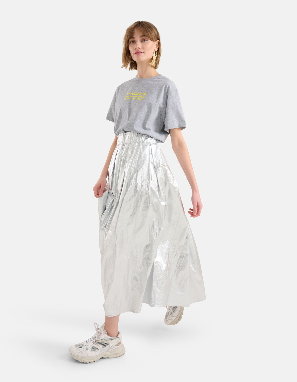 Metallischer Maxirock Silber SHOEBY WOMEN