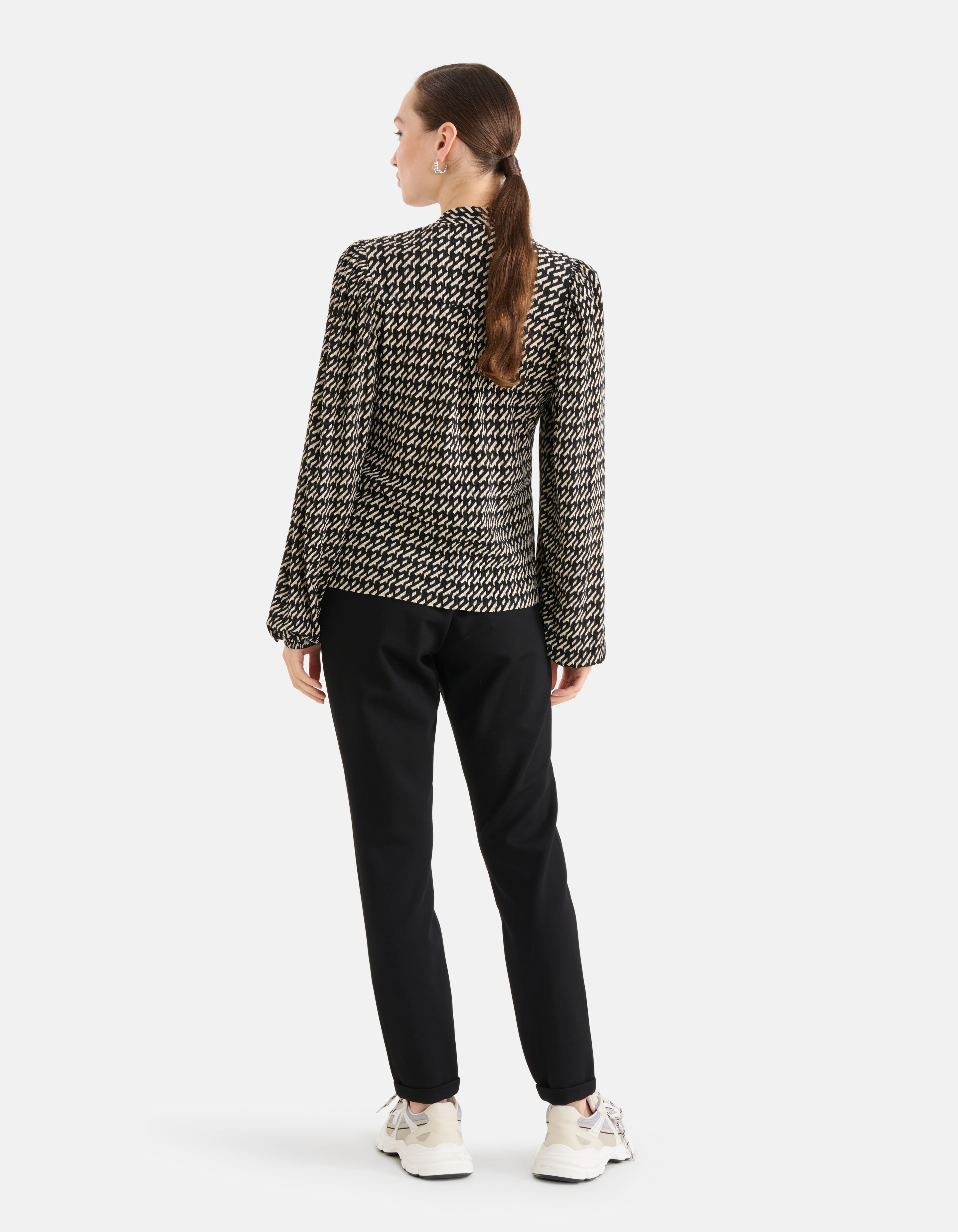 Grafische Crinkle Top Zwart SHOEBY WOMEN