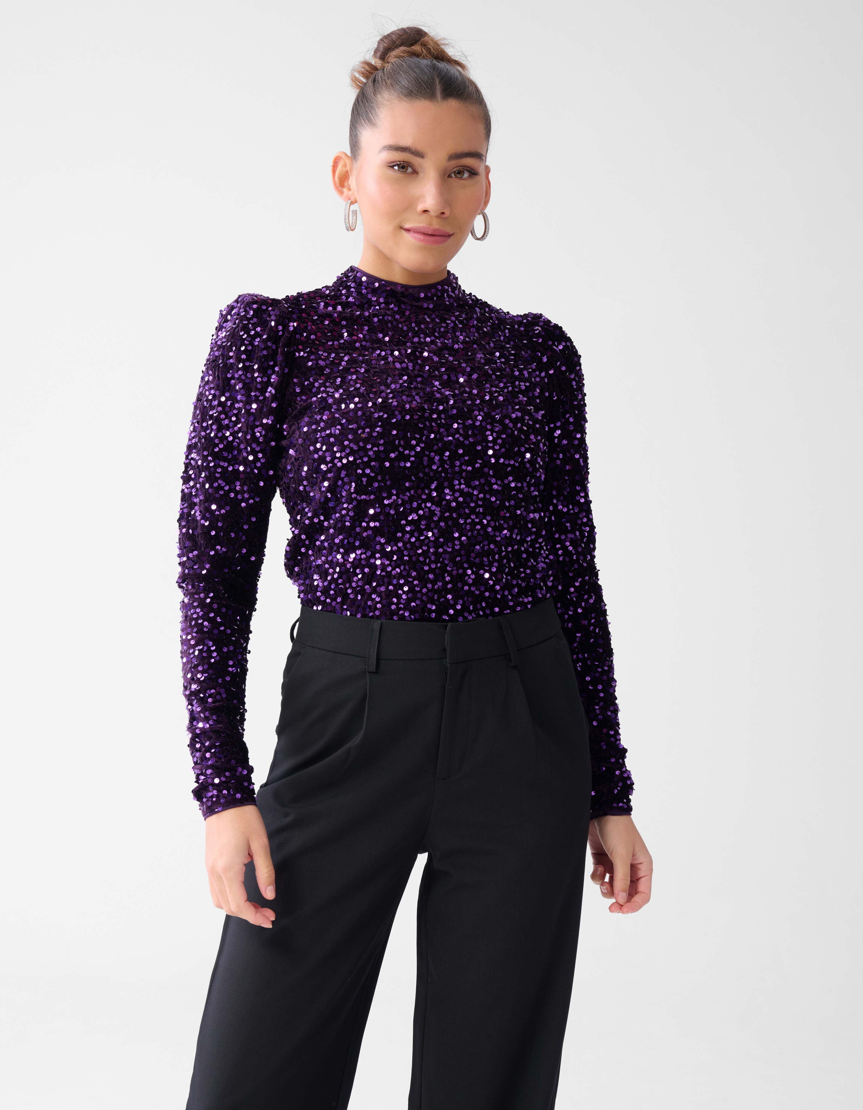 Samtpailletten Top Dunkelviolett SHOEBY WOMEN