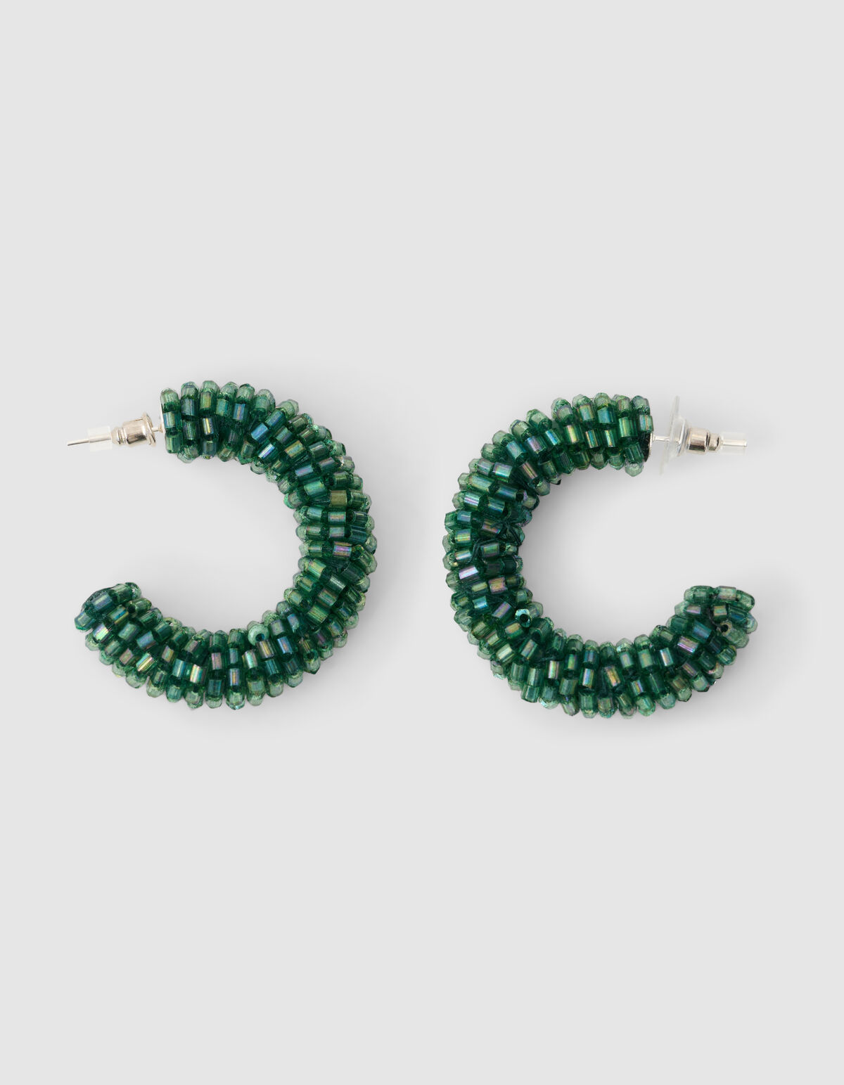 Perlenohrringe Hoop Dunkelgr&uuml;n SHOEBY ACCESSOIRES