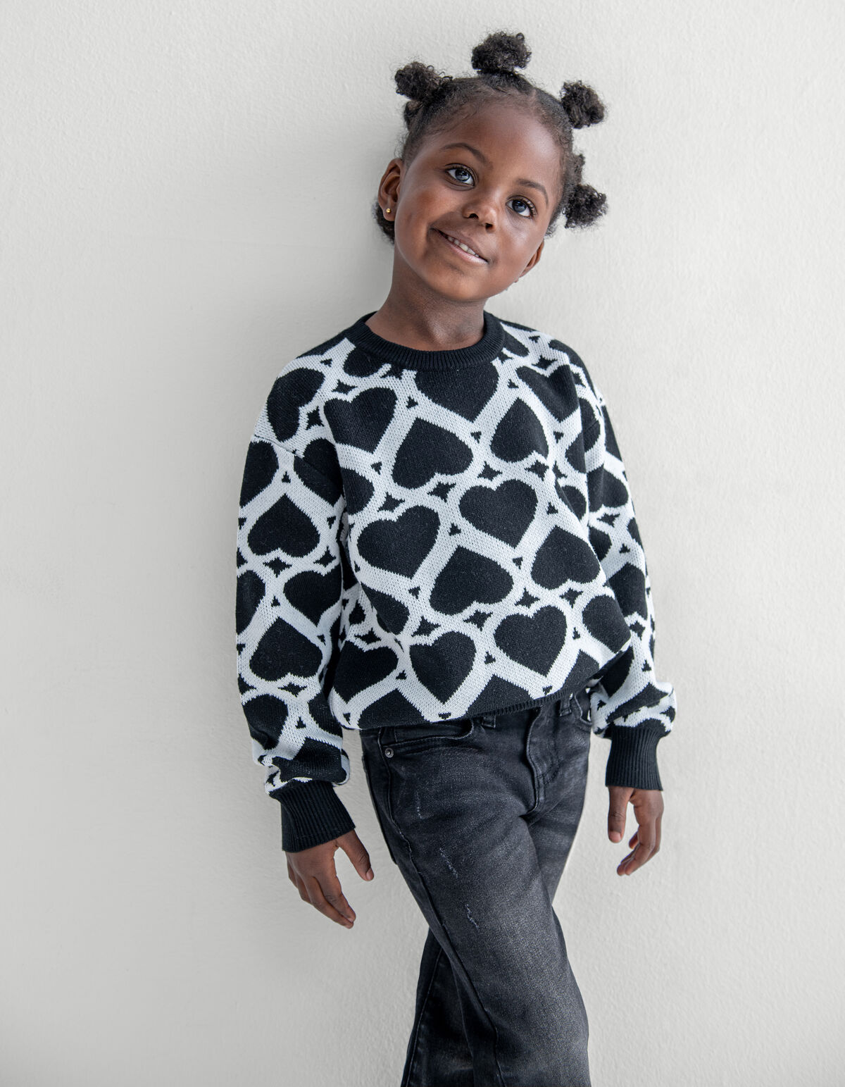 Bedruckter Jacquard-Pullover Schwarz SHOEBY GIRLS