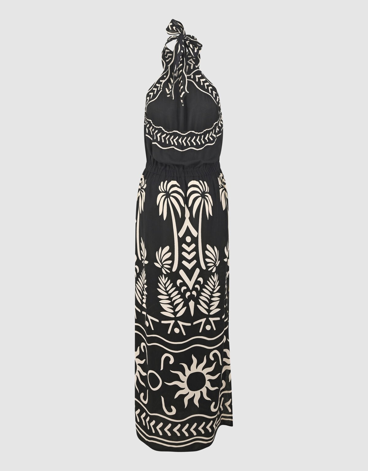 Bedrucktes Maxi-Tr&auml;gerkleid Schwarz SHOEBY WOMEN
