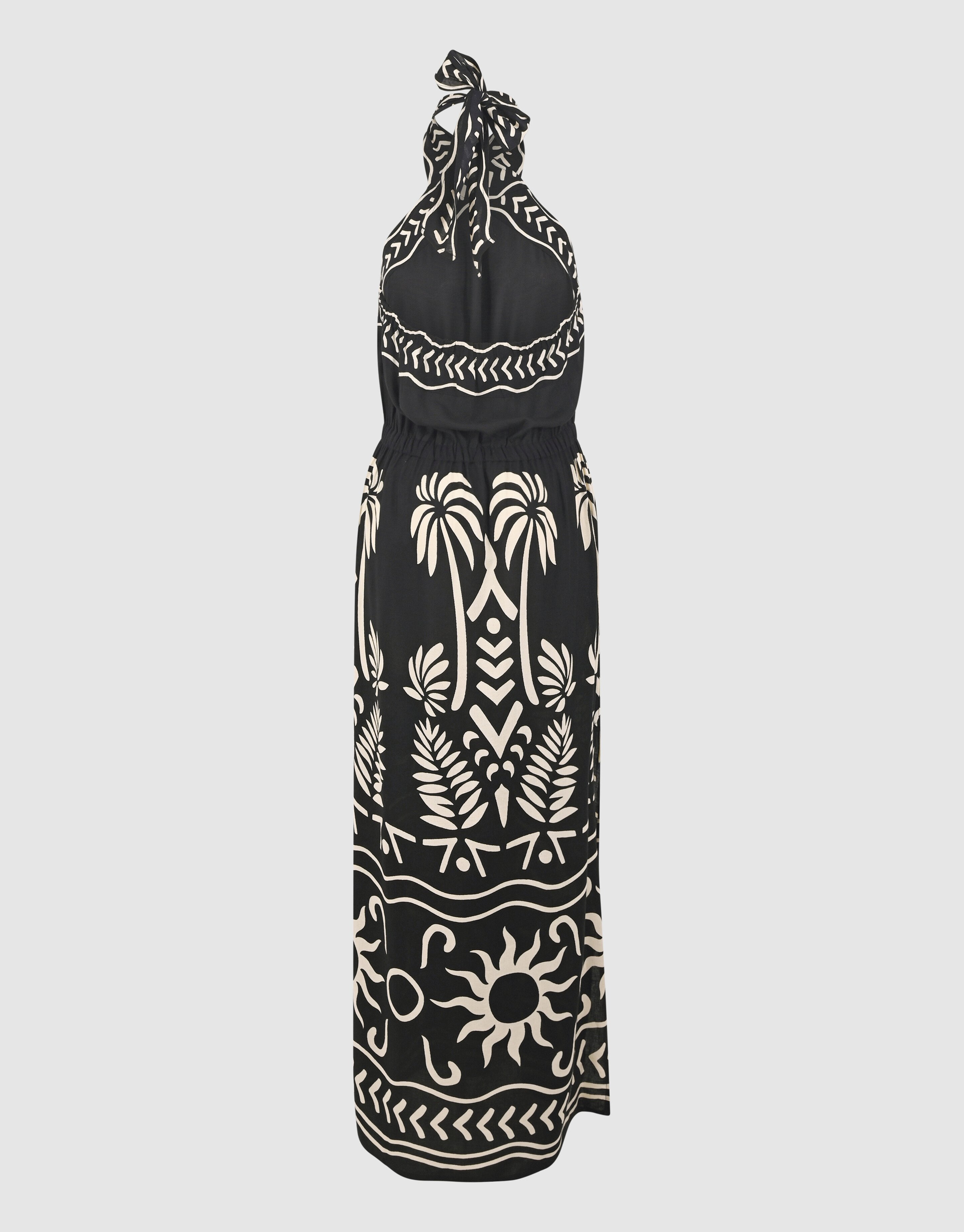 Bedrucktes Maxi-Tr&auml;gerkleid Schwarz SHOEBY WOMEN
