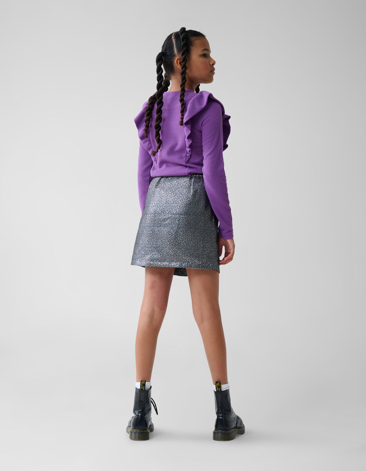 Jacquard-Schleifenminirock Silber SHOEBY GIRLS