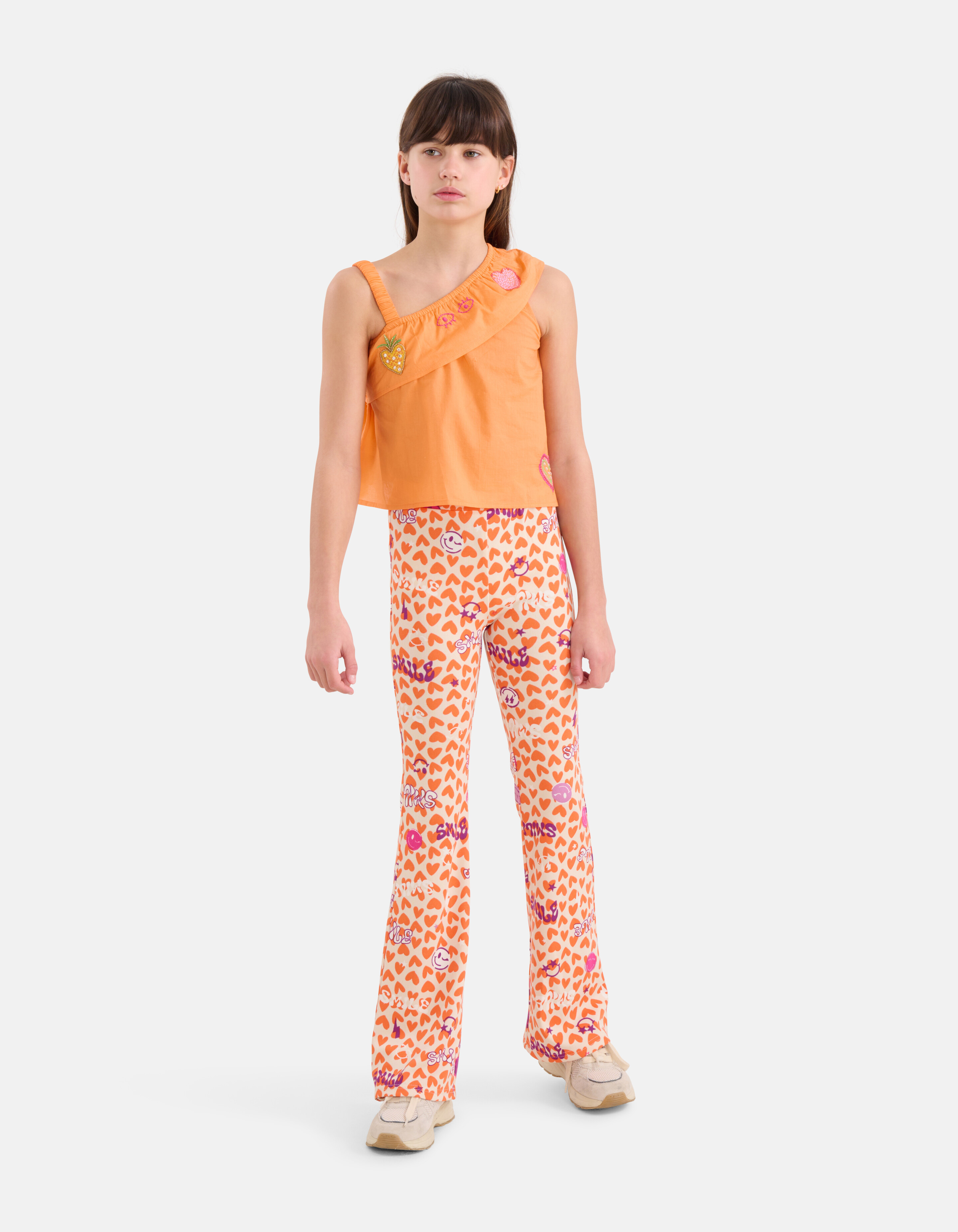 Bedruckte ausgestellte Rippenleggings Oranje SHOEBY GIRLS