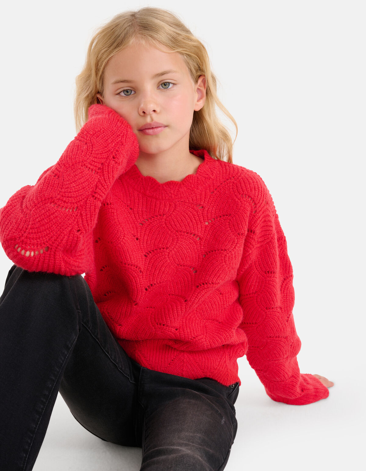 Offen gestrickter Pullover Rot SHOEBY GIRLS