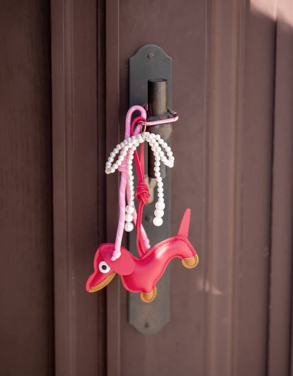 Lustiger Hunde-Schlüsselanhänger Dunkelrosa SHOEBY ACCESSOIRES