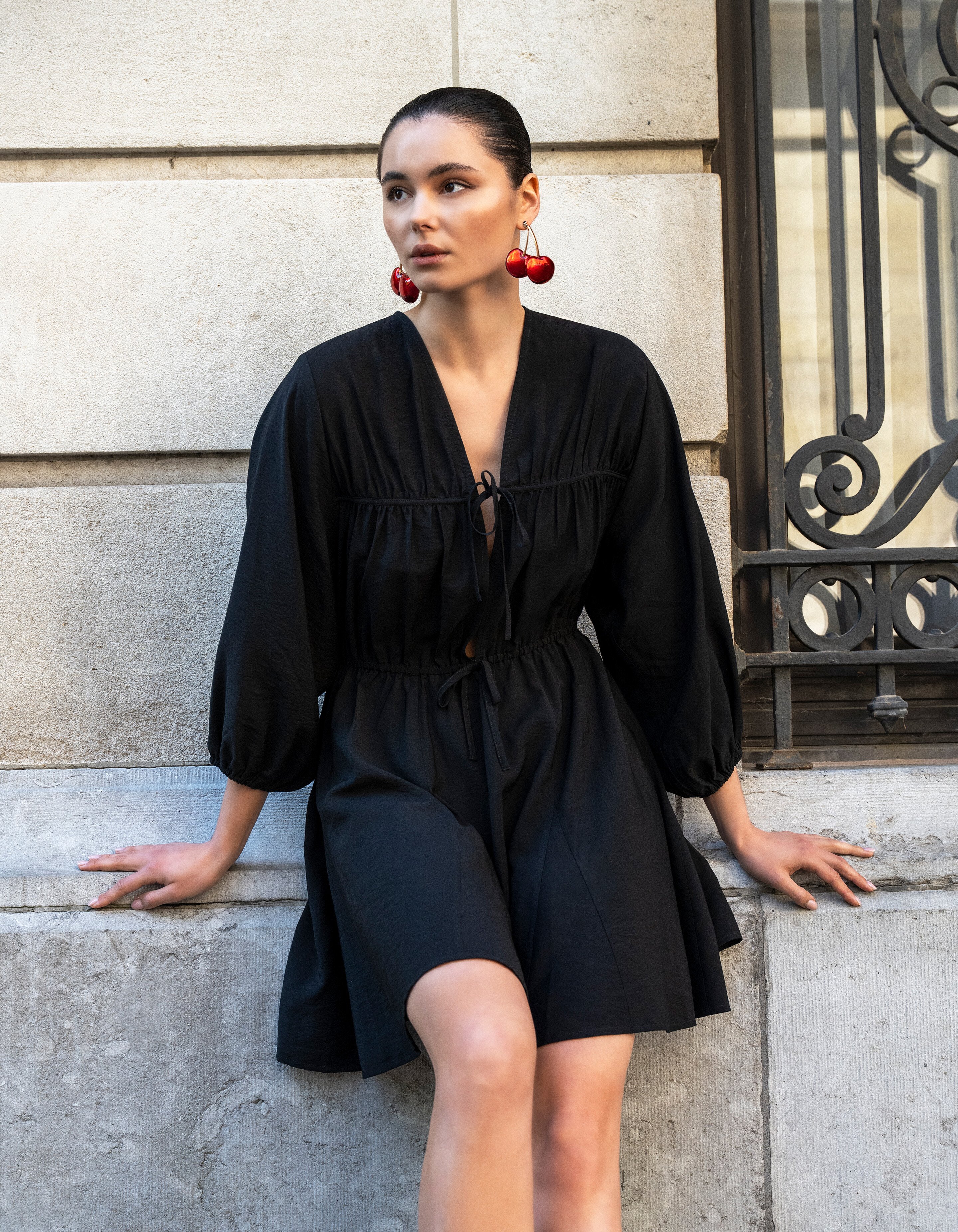 Puff Bow Mini Dress Schwarz SHOEBY WOMEN
