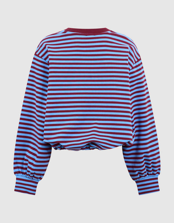 Gestreifter Ballon-Pullover Dunkelrot/Blau SHOEBY GIRLS