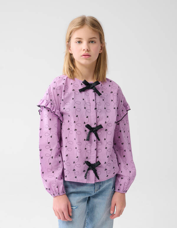 Heart Printed Blouse Paars SHOEBY GIRLS