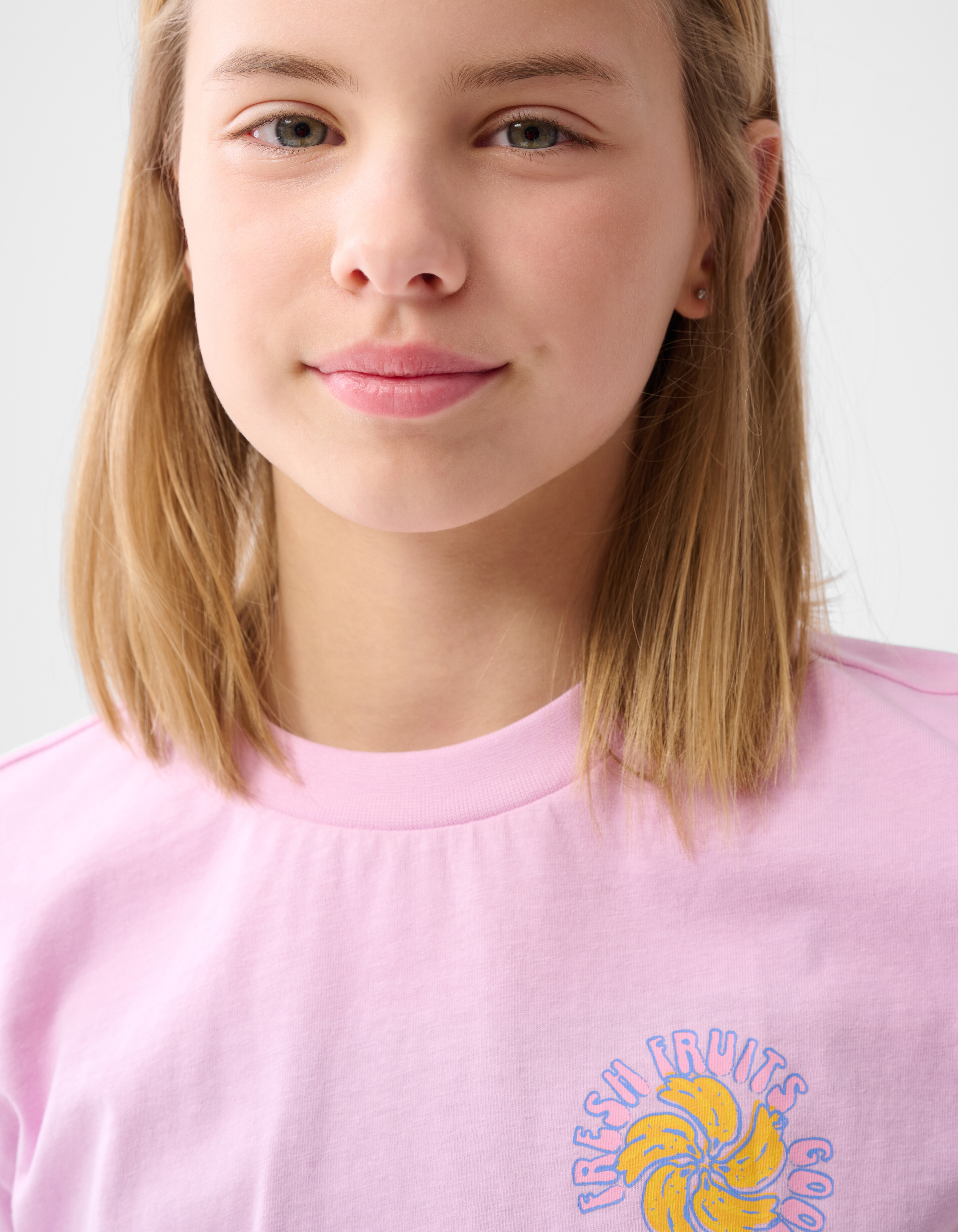 Obst-Stickerei T-Shirt Hellviolett SHOEBY GIRLS