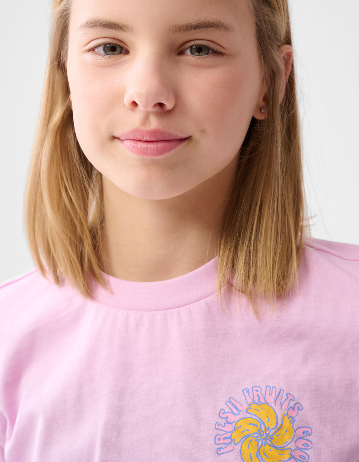 Obst-Stickerei T-Shirt Hellviolett SHOEBY GIRLS