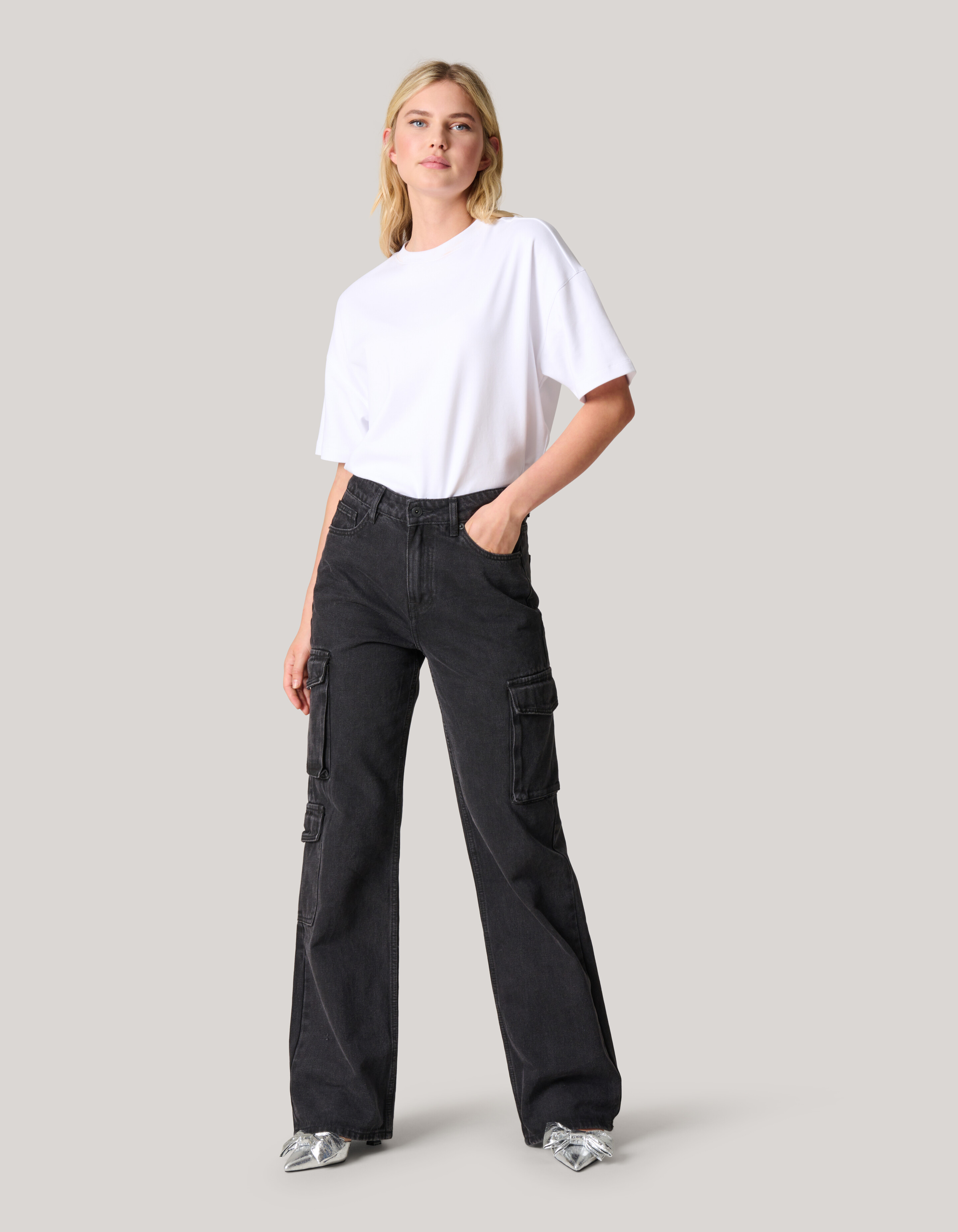 Cargo Denim Jeans Zwart L33 SHOEBY WOMEN