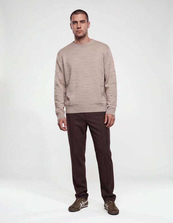 Pullover mit Rippenmuster Beige SHOEBY MEN