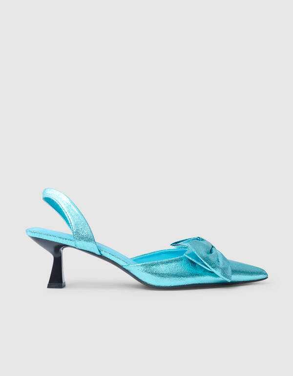 Metallic Schleife Heels Blau SHOEBY SHOES
