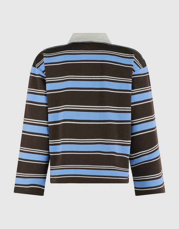 Gestreiftes Polo Longsleeve Dunkelbraun/Blau SHOEBY WOMEN
