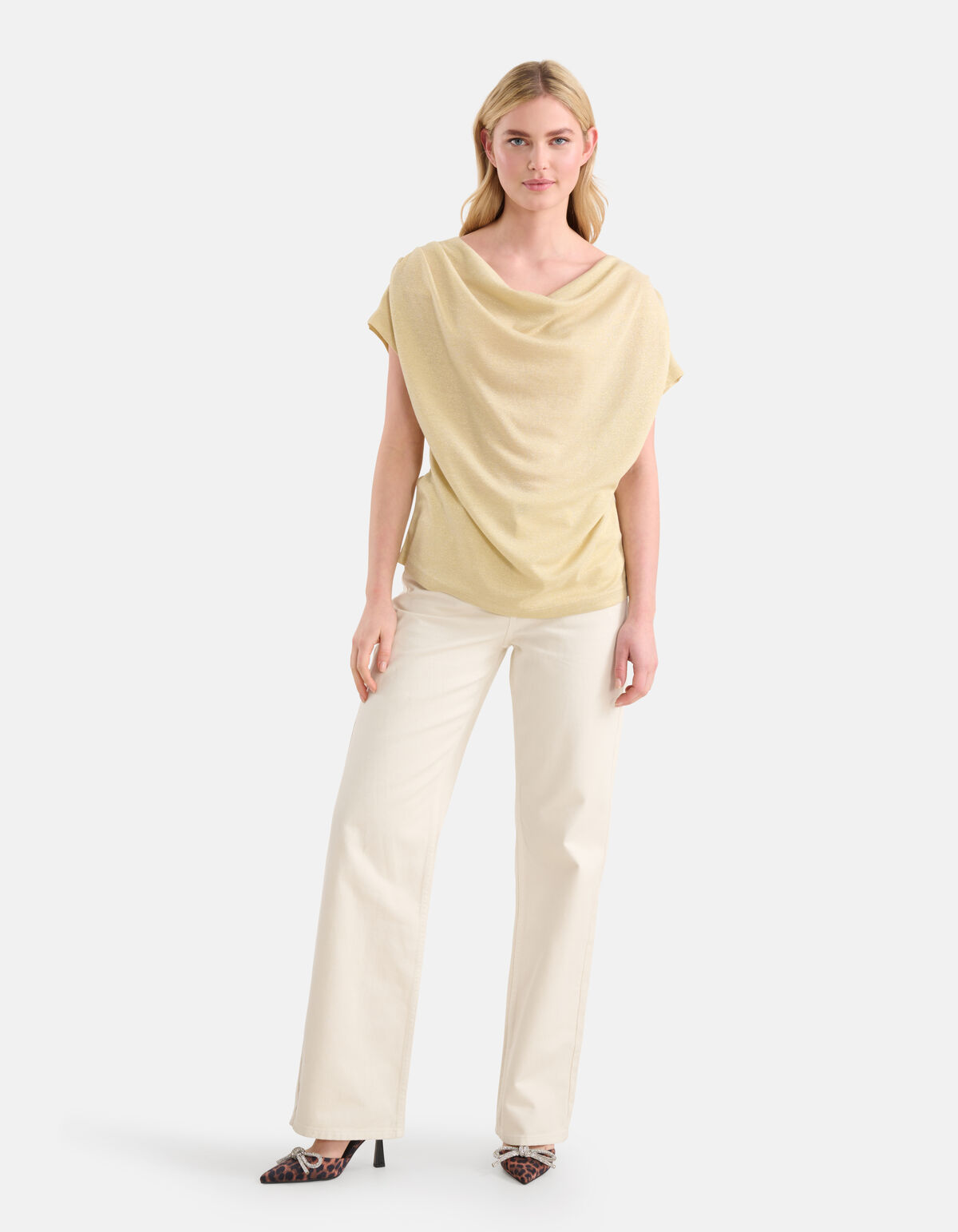 Gedrapeerde Glitter Top Goud SHOEBY WOMEN