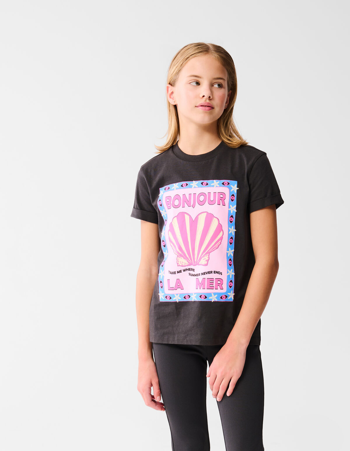 Bonjour Artwork T-shirt Schwarz SHOEBY GIRLS