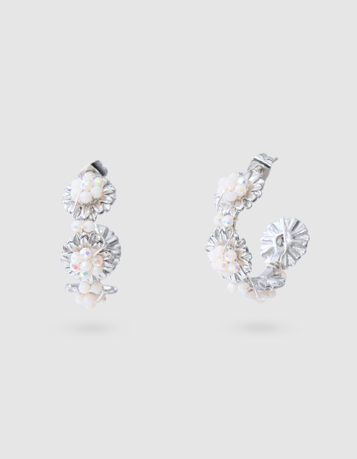 Perlenblumen-Ohrringe Silber SHOEBY ACCESSOIRES