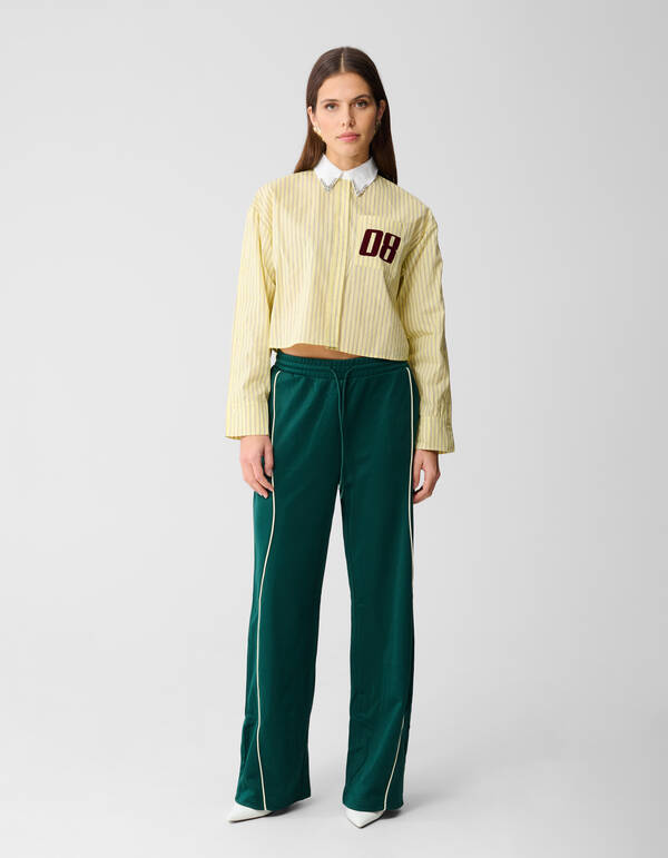 Kurz geschnittene Bluse mit Strasskragen, Hellgelb SHOEBY WOMEN