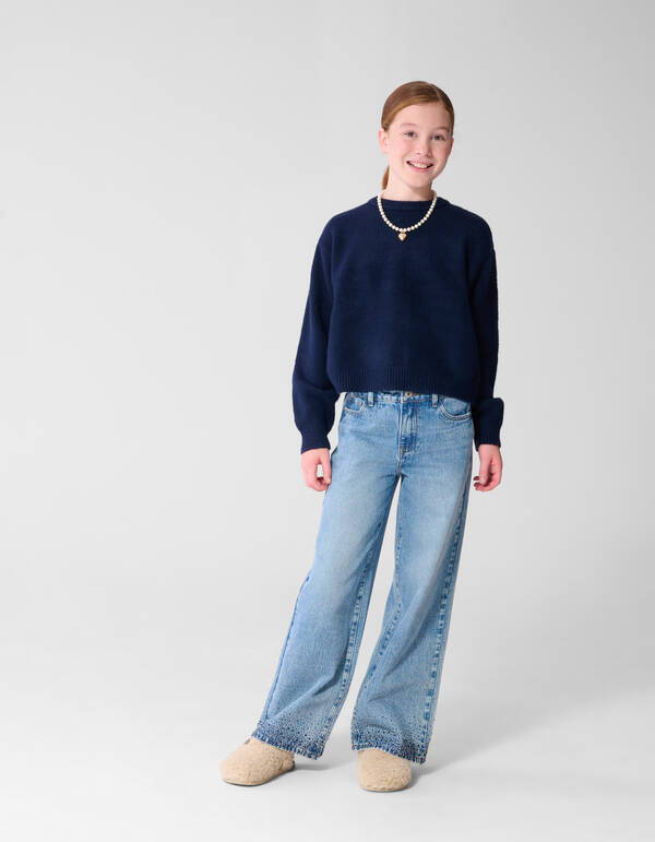Strickpullover mit gro&szlig;er Schleife dunkelblau SHOEBY GIRLS