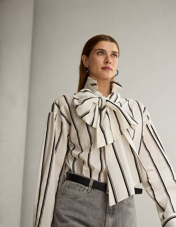 Gestreifte Jacquard-Bluse Offwhite By Mieke SHOEBY WOMEN