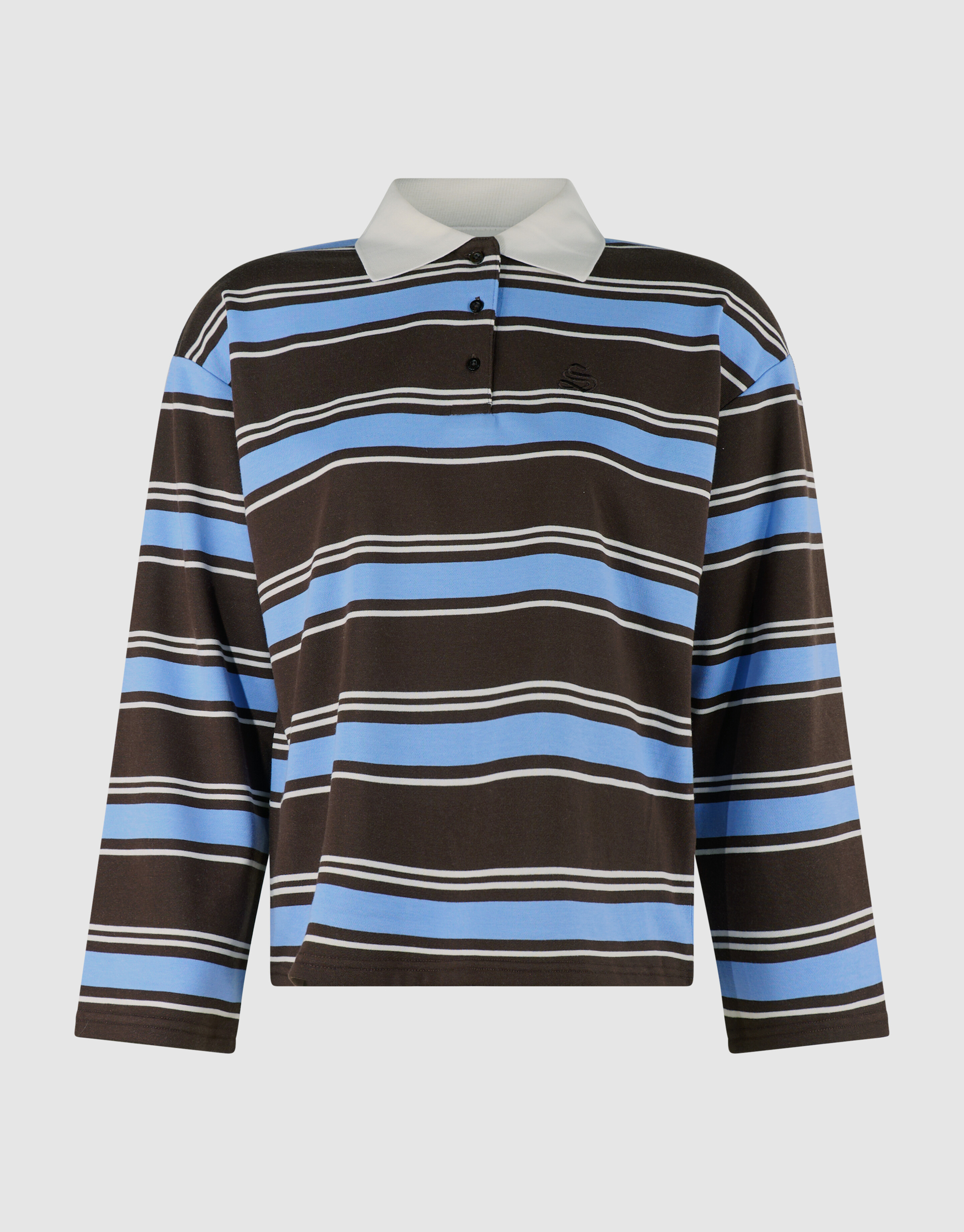 Gestreiftes Polo Longsleeve Dunkelbraun/Blau SHOEBY WOMEN