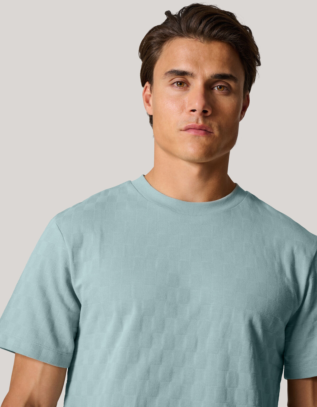 Blocktextur-T-Shirt Hellgrau SHOEBY MEN