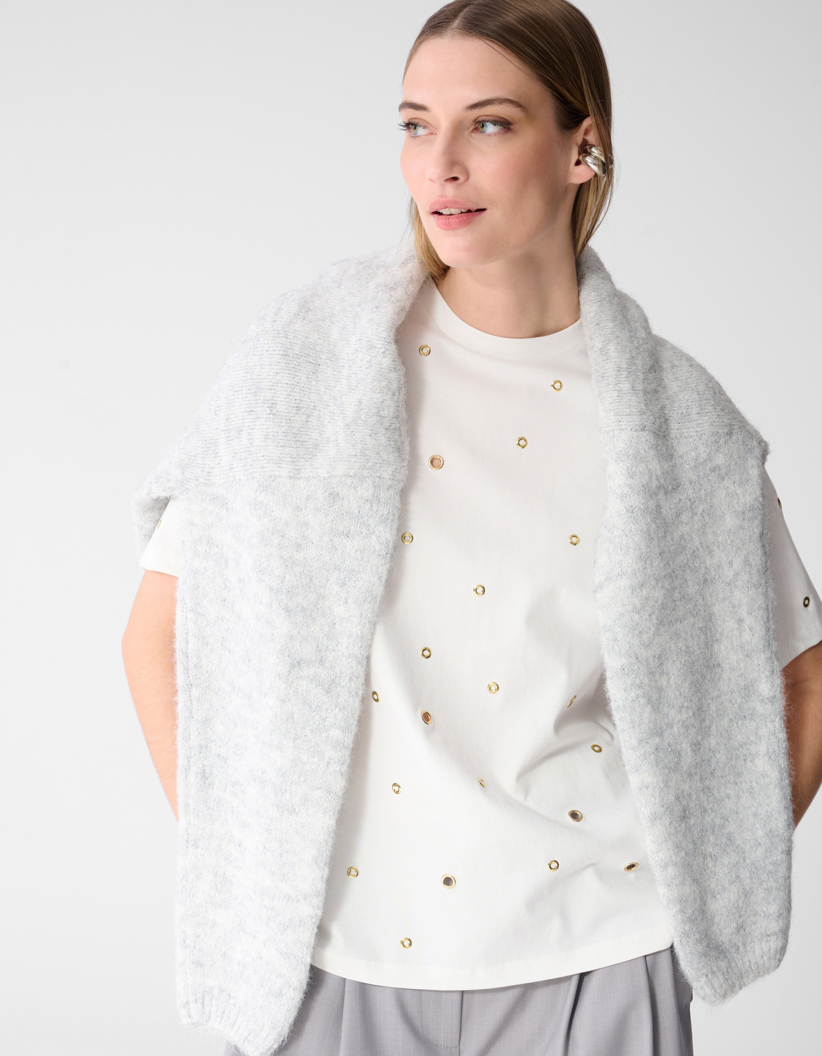 Oversized T-Shirt mit &Ouml;sen Wei&szlig; SHOEBY WOMEN