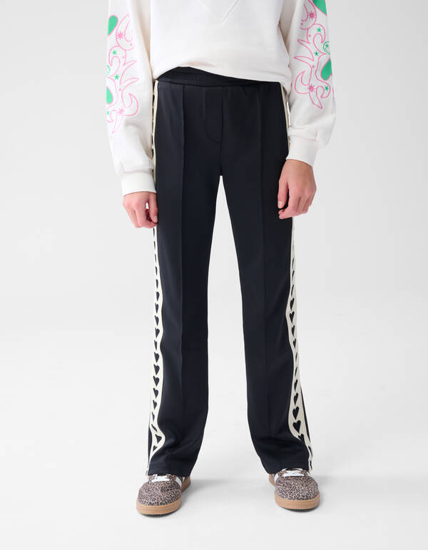 Sportliche Tape-Hose mit weitem Bein Schwar SHOEBY GIRLS