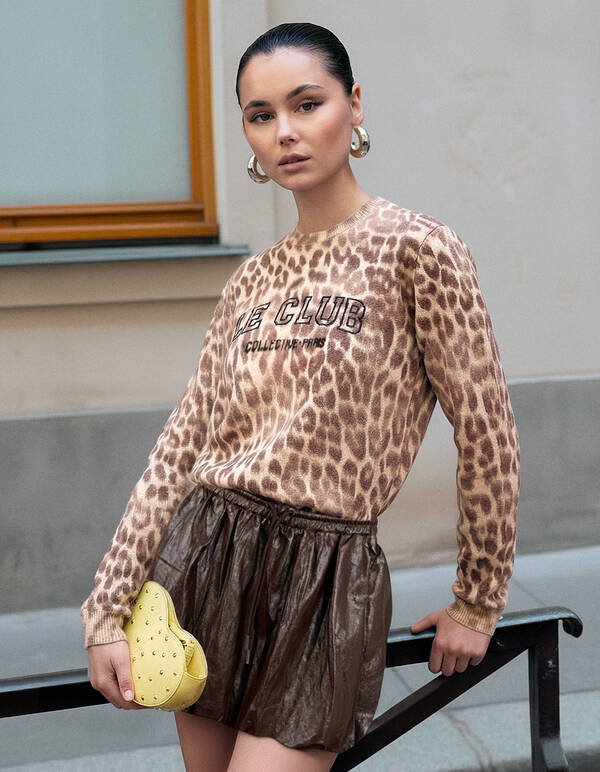 Leopard Artwork Strickpullover Sand SHOEBY WOMEN