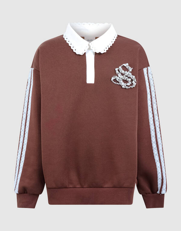 Oversized-Polo-Pullover Braun SHOEBY GIRLS