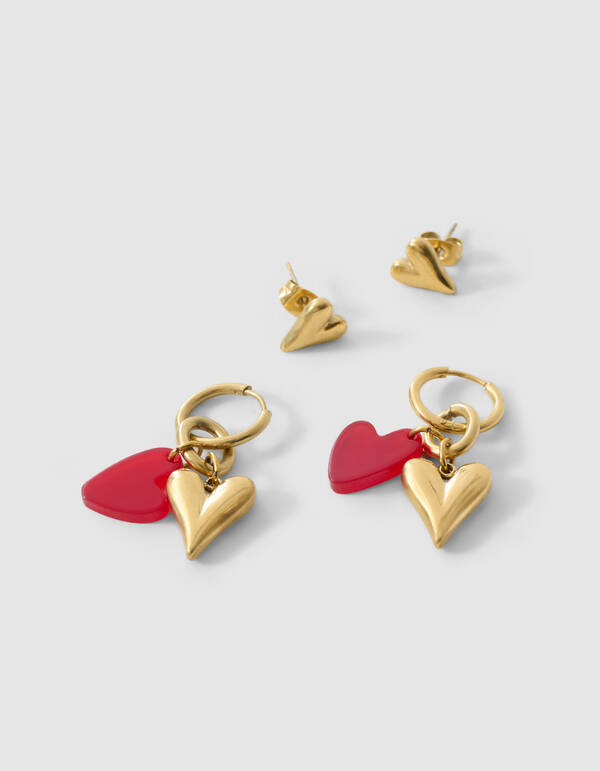Small Heart Set Ohrringe Rot SHOEBY ACCESSOIRES