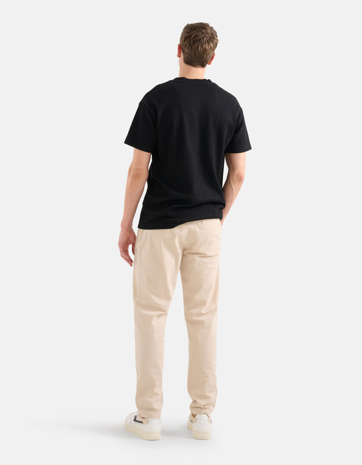 Seersucker T-Shirt Schwarz SHOEBY MEN