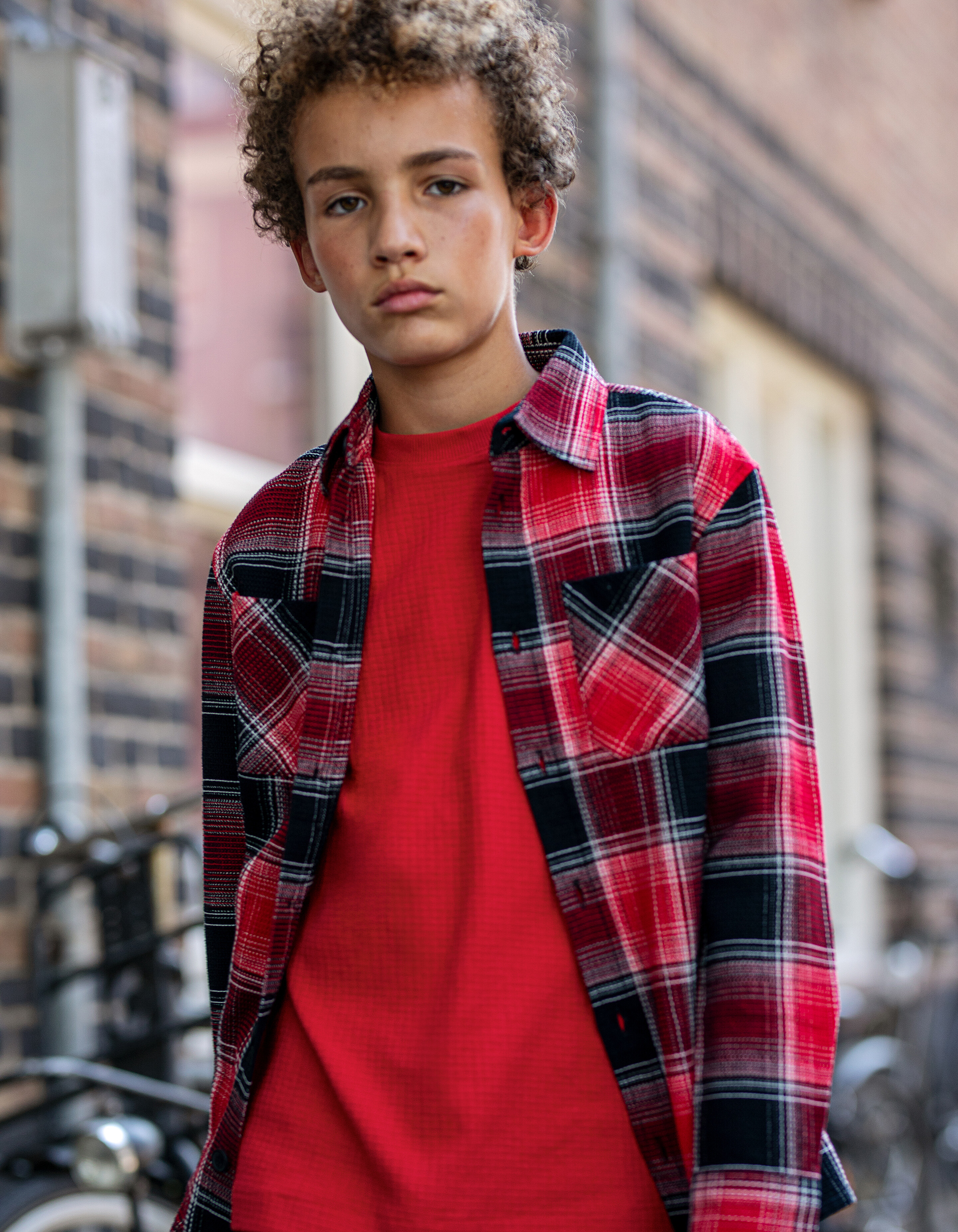 Struktur-Langarmhemd Rot SHOEBY BOYS