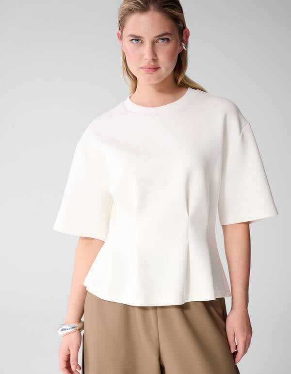 Peplum-Scuba-T-Shirt Gebrochenem Wei&szlig; SHOEBY WOMEN