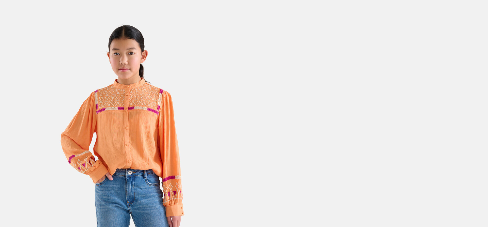 Bluse mit Stickerei Orange SHOEBY GIRLS