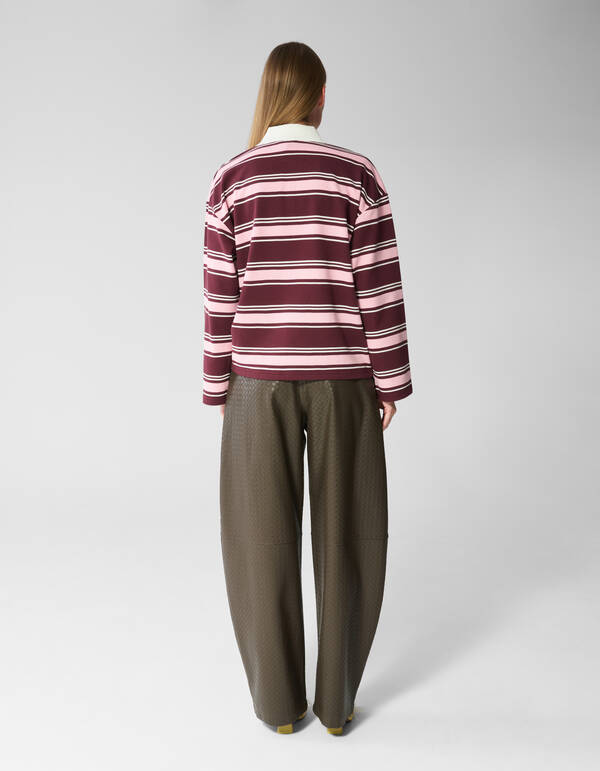 Gestreiftes Polo Longsleeve dunkelrot SHOEBY WOMEN