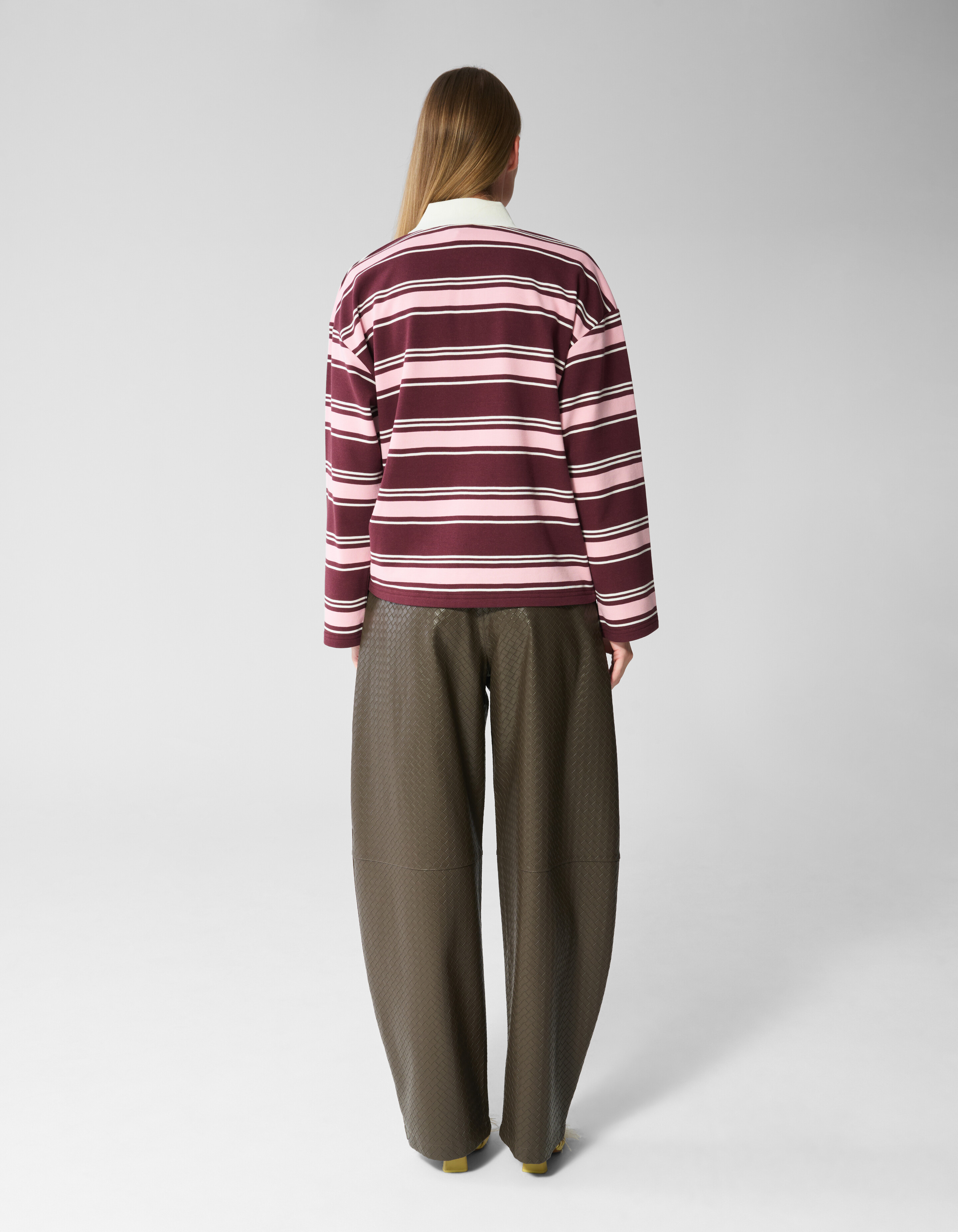 Gestreiftes Polo Longsleeve dunkelrot SHOEBY WOMEN