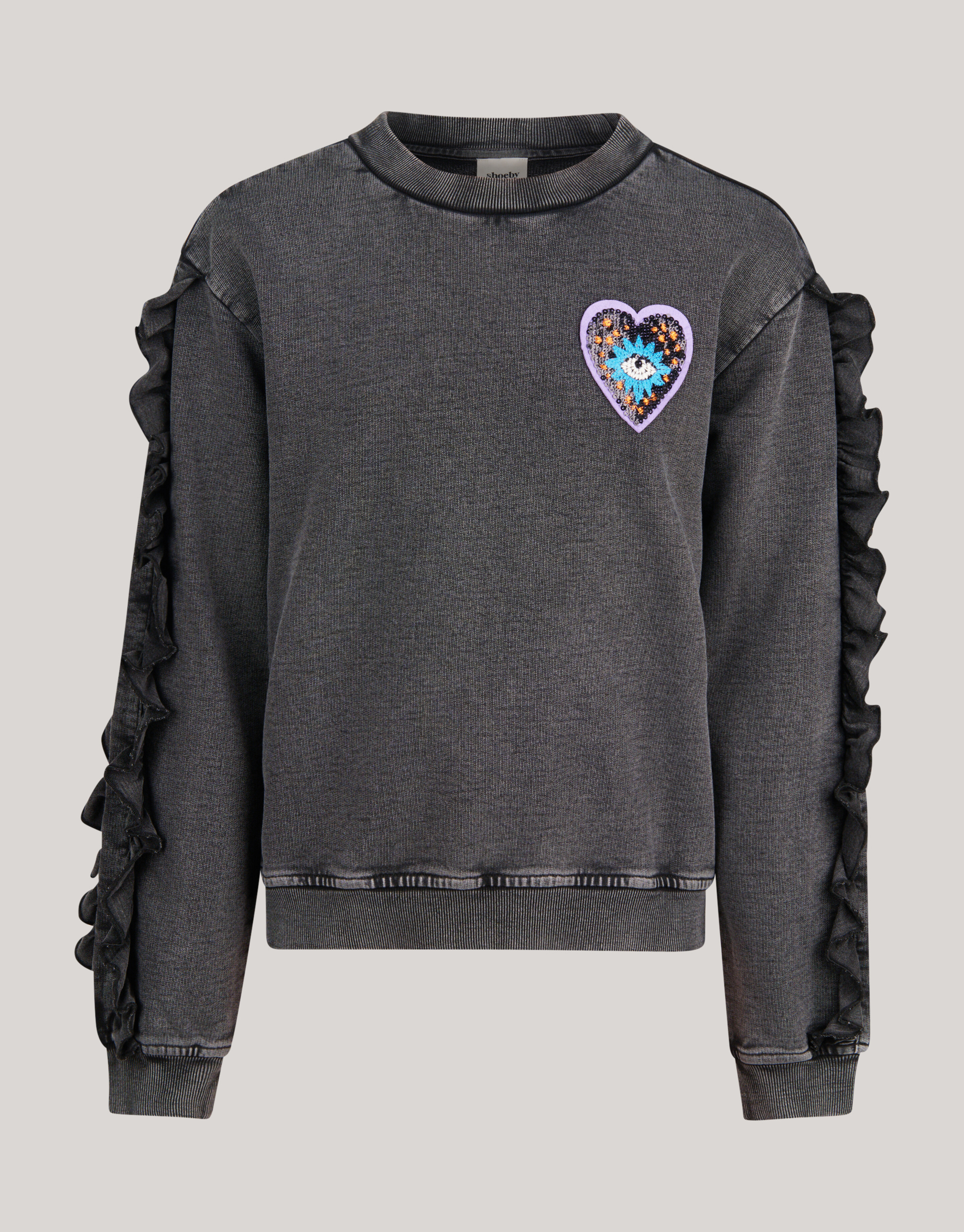 Pullover mit Rüschenstickerei Dunkelgrau SHOEBY GIRLS