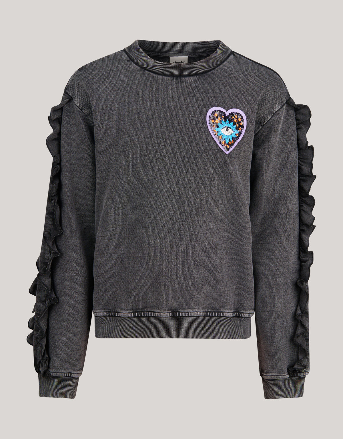 Pullover mit Rüschenstickerei Dunkelgrau SHOEBY GIRLS